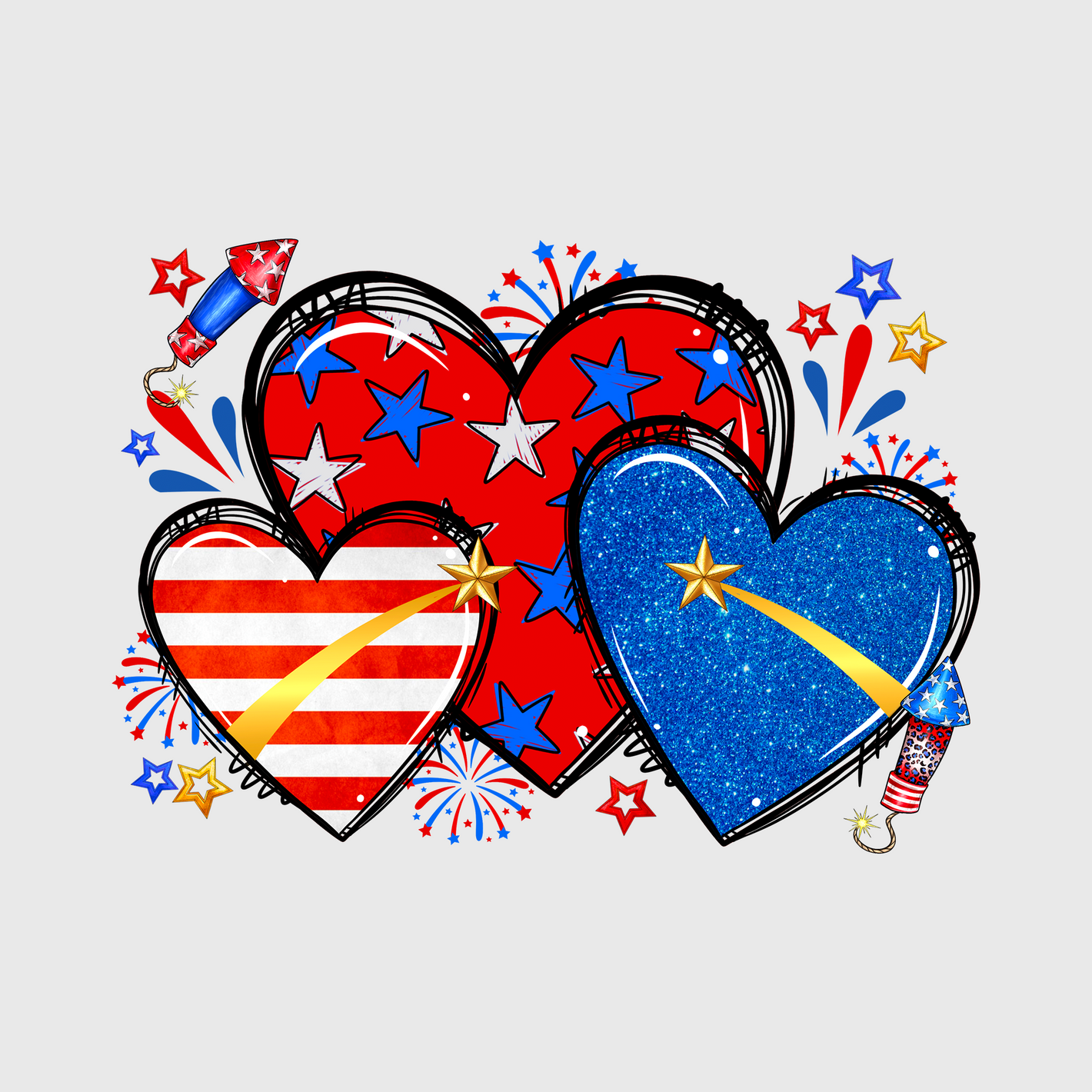 American Love Heart Flag Transfer