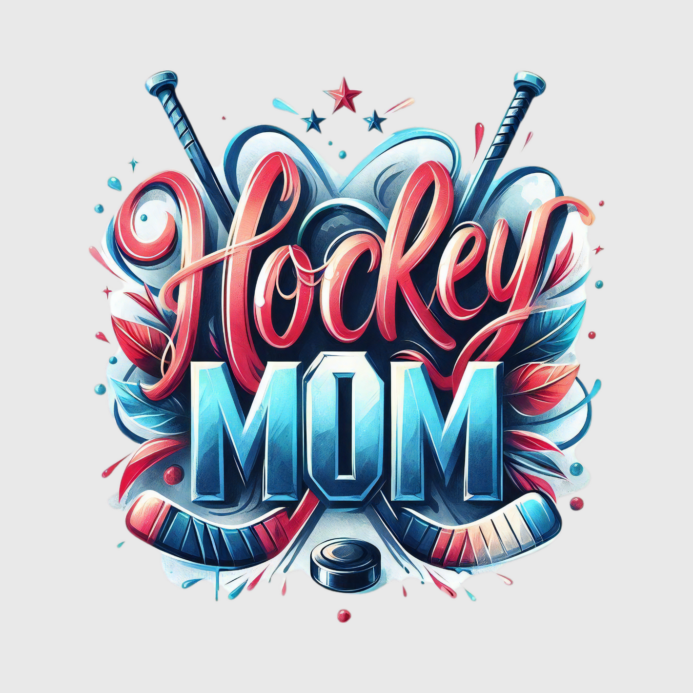 Hockey Mom with Crossed Sticks Transfer