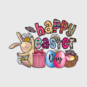 Happy Easter Bunny and Eggs Transfer