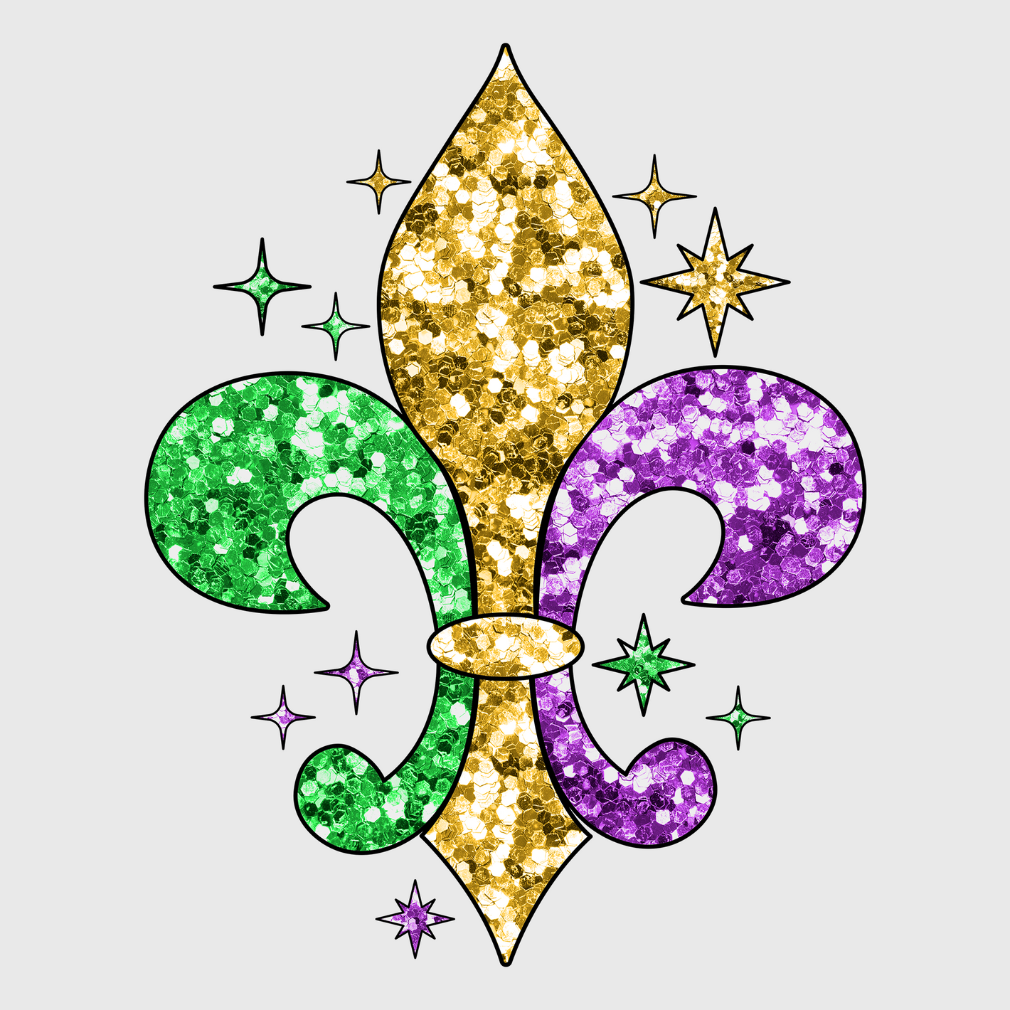 Golden Fleur-de-Lis Mardi Gras Transfer