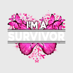 I'm A Survivor Glitter Pink Ribbon Transfer