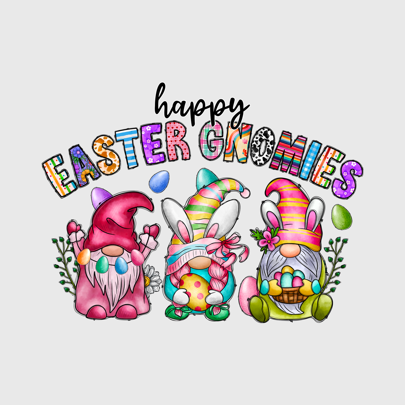 Happy Easter Gnomes Transfer