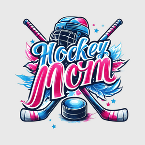 Hockey Mom with Crossed Sticks Transfer