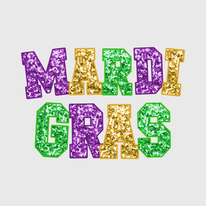 Glitter Mardi Gras Bold Letters Transf