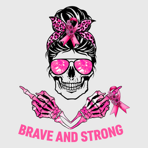 Pink Ribbon Skull With Glasses Transfer