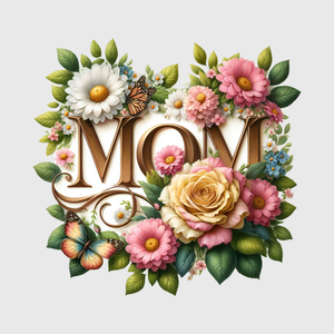 Mom Colorful Floral Wreath Transfer