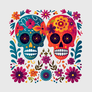 Floral Sugar Skull Couple Transfer