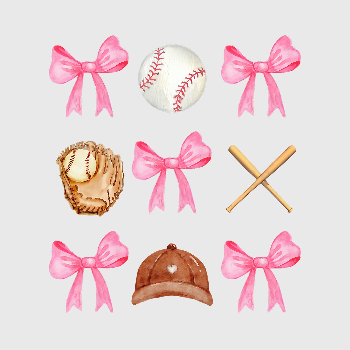 Pink Coquette Baseball Set Transfer