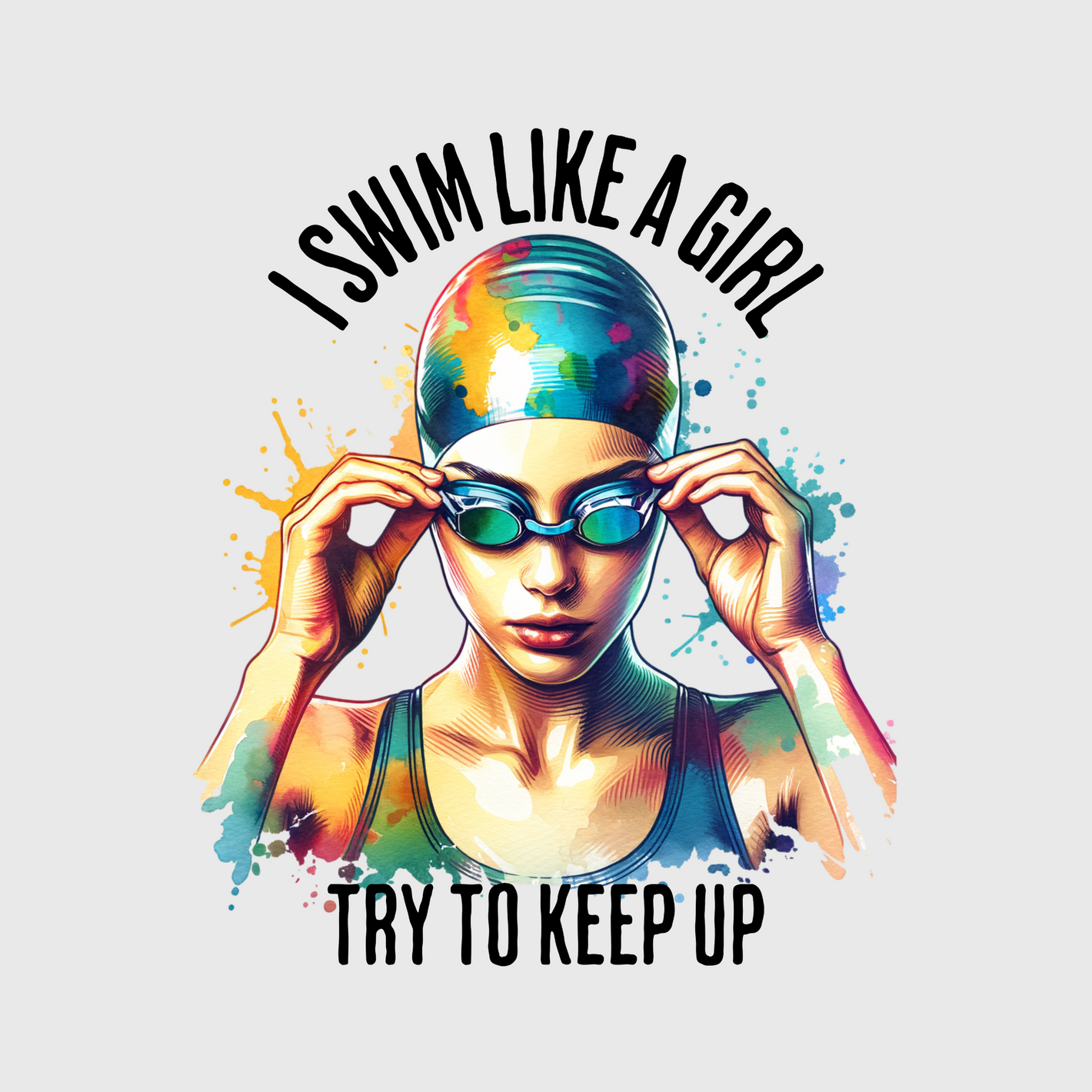 Swim Like a Girl Goggles Transfer