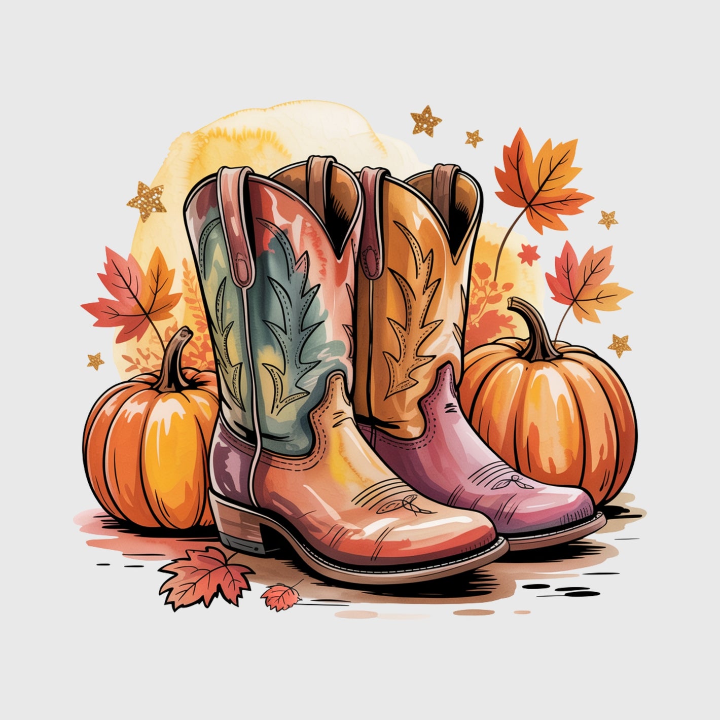 Harvest Cowgirl Boots Transfer
