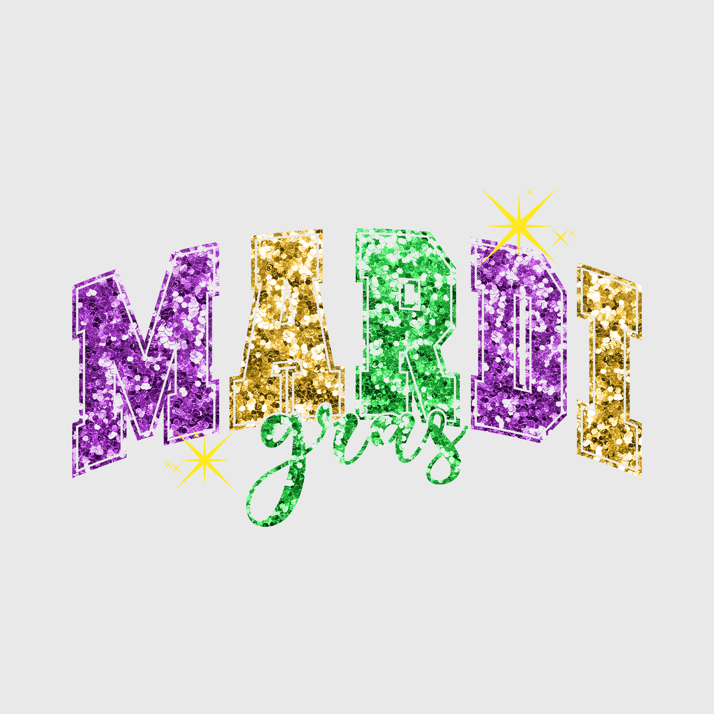 Mardi Gras Striped Lettering Transfer