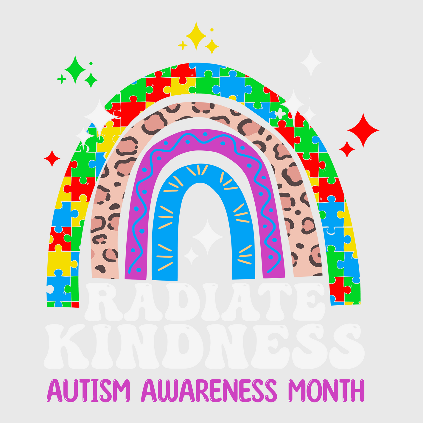 Autism Awareness Rainbow Transfer