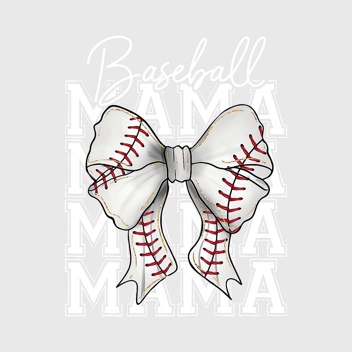 Baseball Mama Stitch Bow Transfer