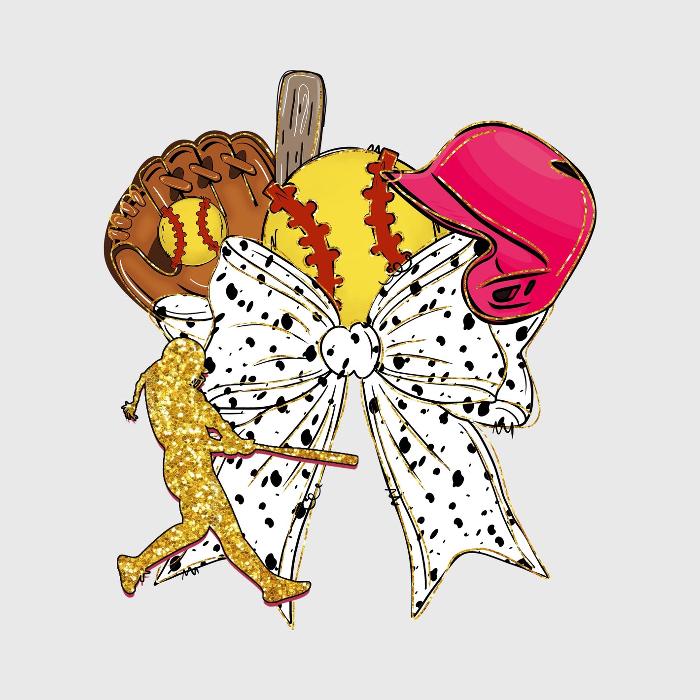 Glam Gear Softball Bow Transfer