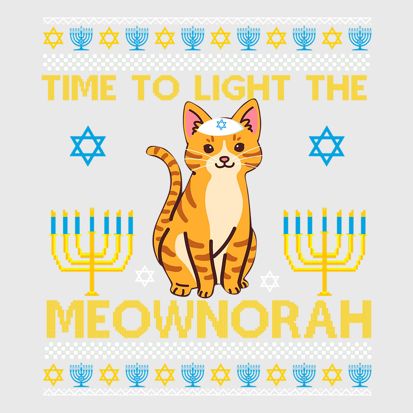 Meow-norah Hanukkah Cat Transfer