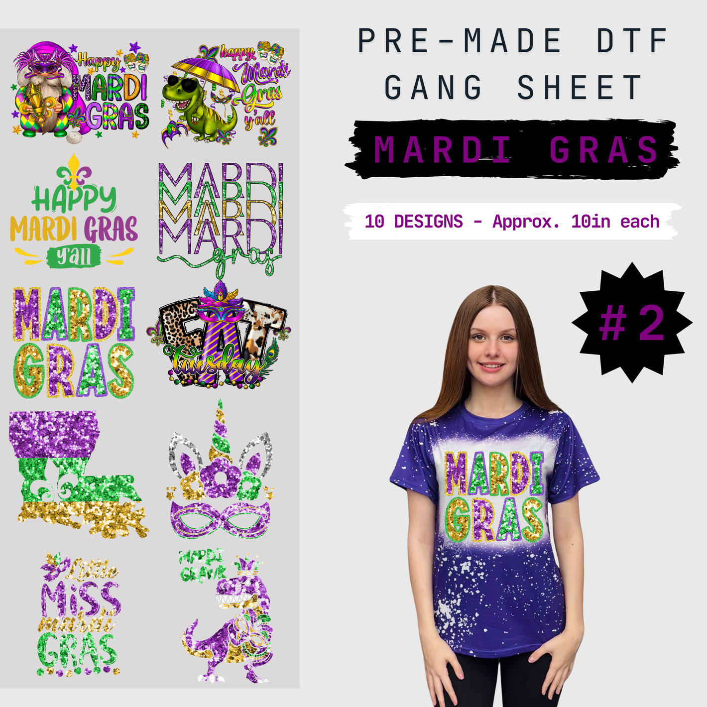 Mardi Gras Pre-Made Gang Sheet - 2