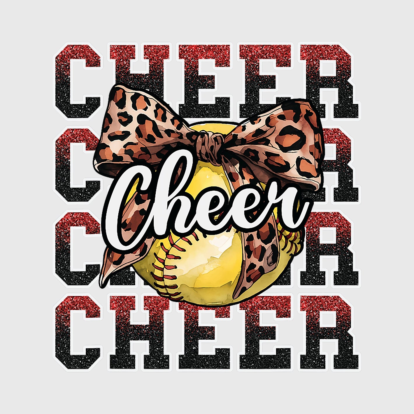Leopard Bow Cheer Spirit Transfer