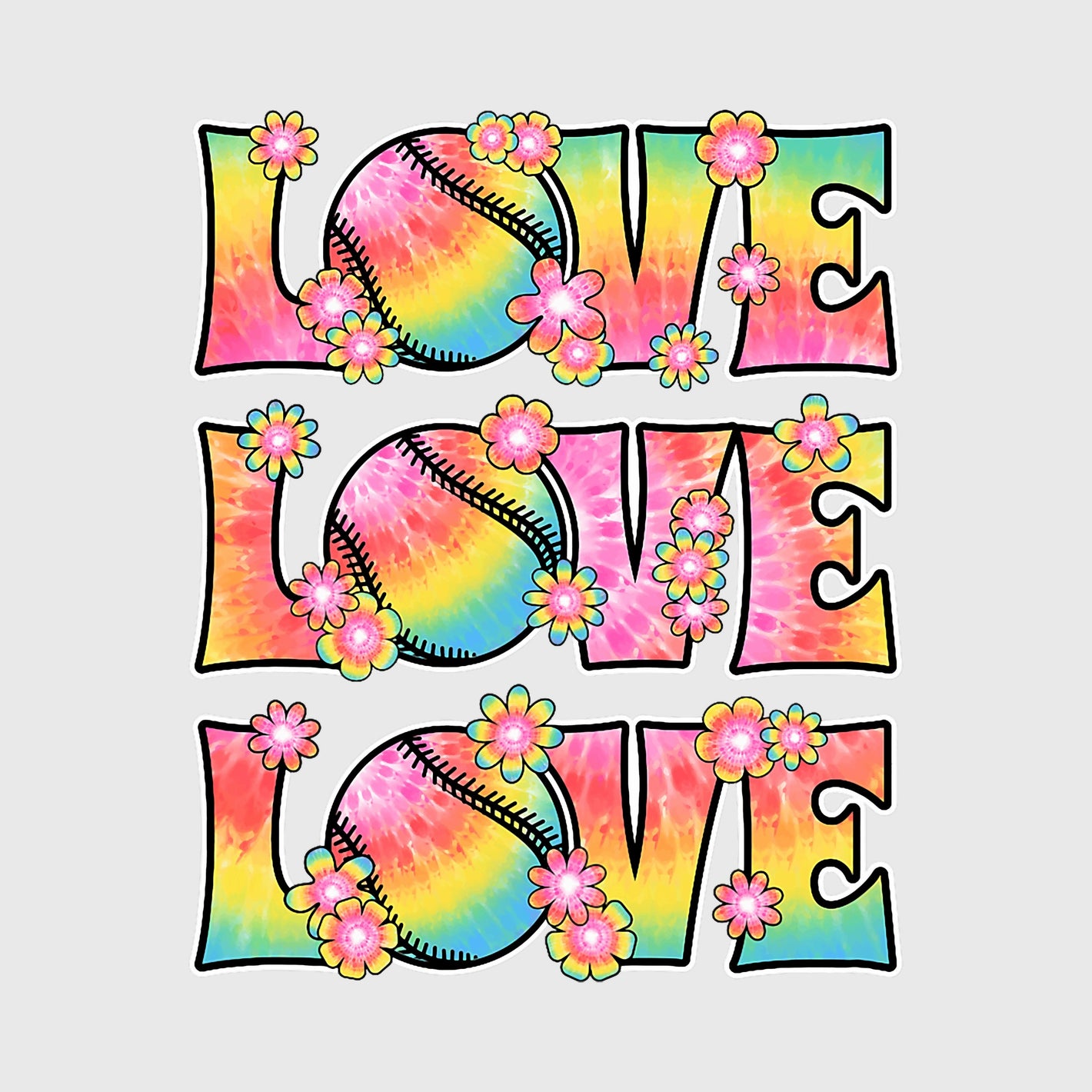 Rainbow Softball Love Transfer