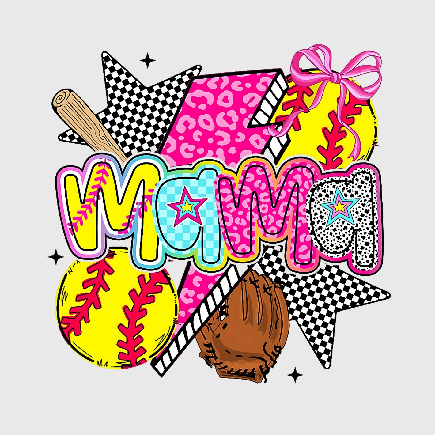 Pop Art Softball Mama Transfer