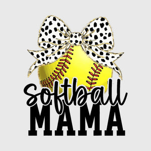 Leopard Bow Softball Mama Transfer