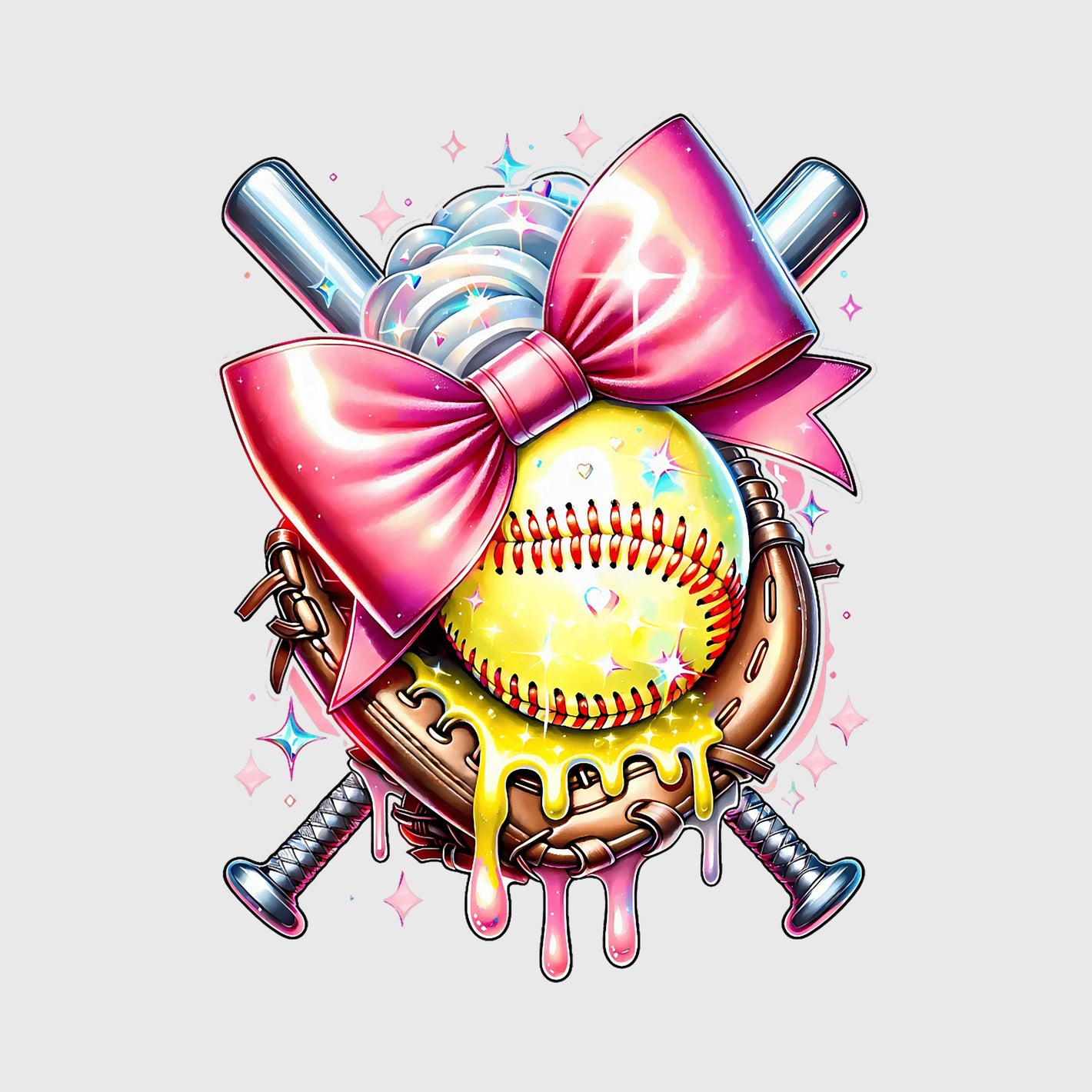 Glam Drip Softball Bow Transfer