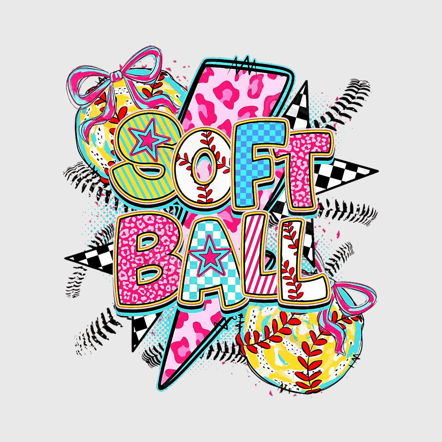 Retro Pop Softball Vibes Transfer