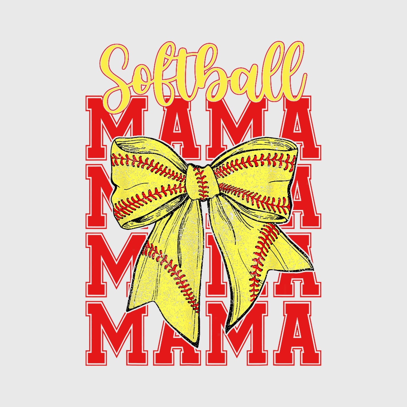 Red Varsity Mama Bow Transfer