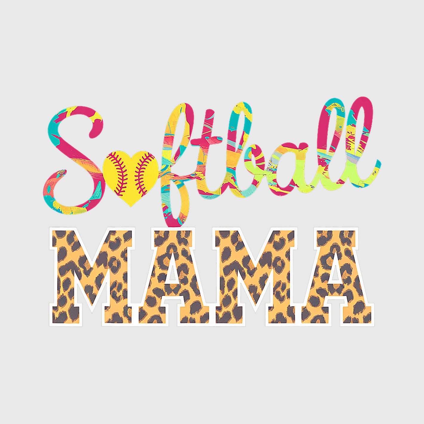 Leopard Heart Softball Mama Transfer
