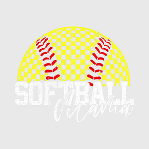 Checker Glow Softball Mama Transfer