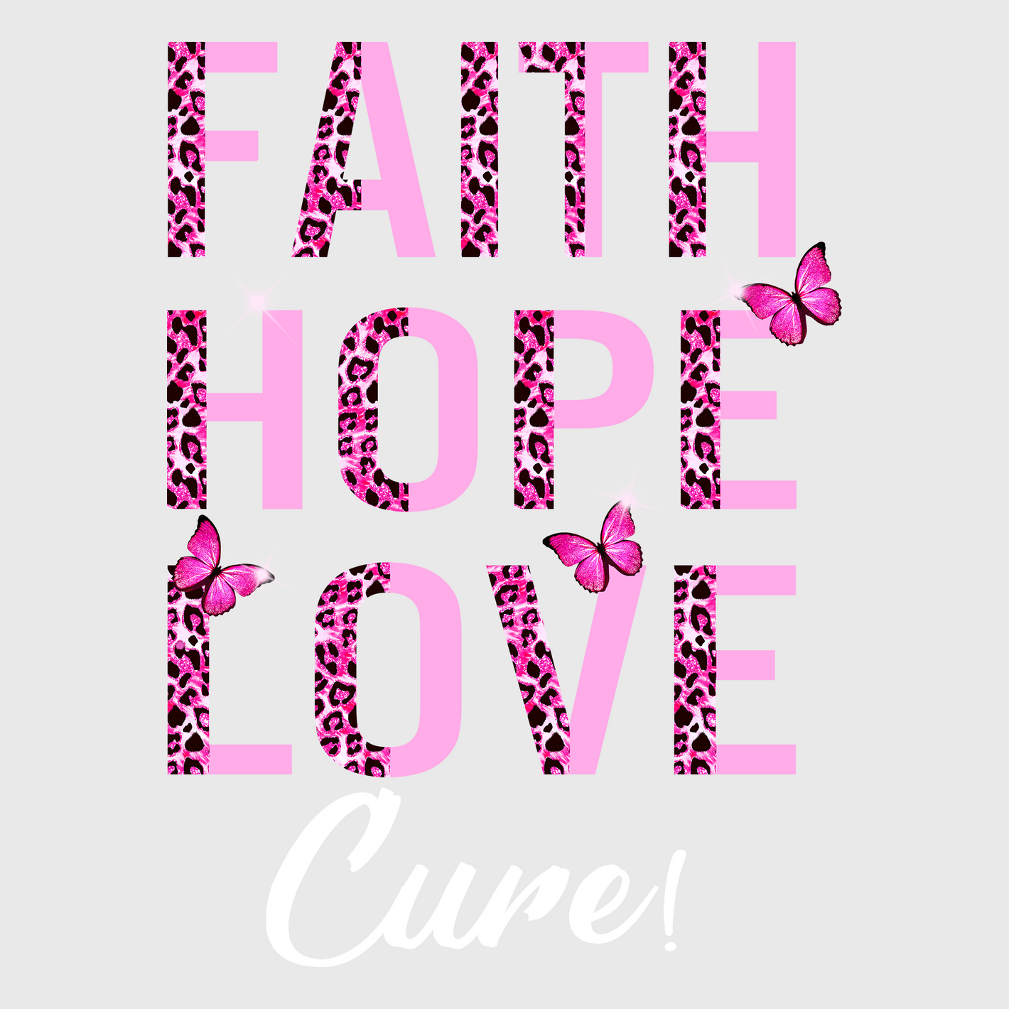 Faith Hope Love Pink Ribbon Heart Transfer