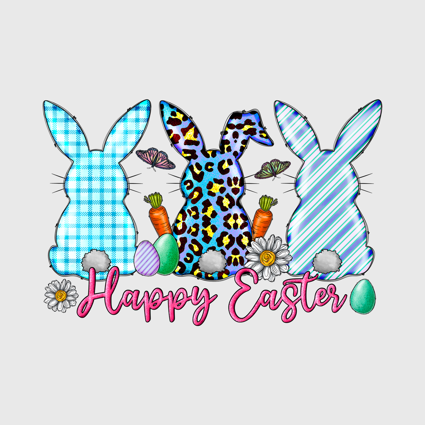 Happy Easter Bunny Patchwork Transfer