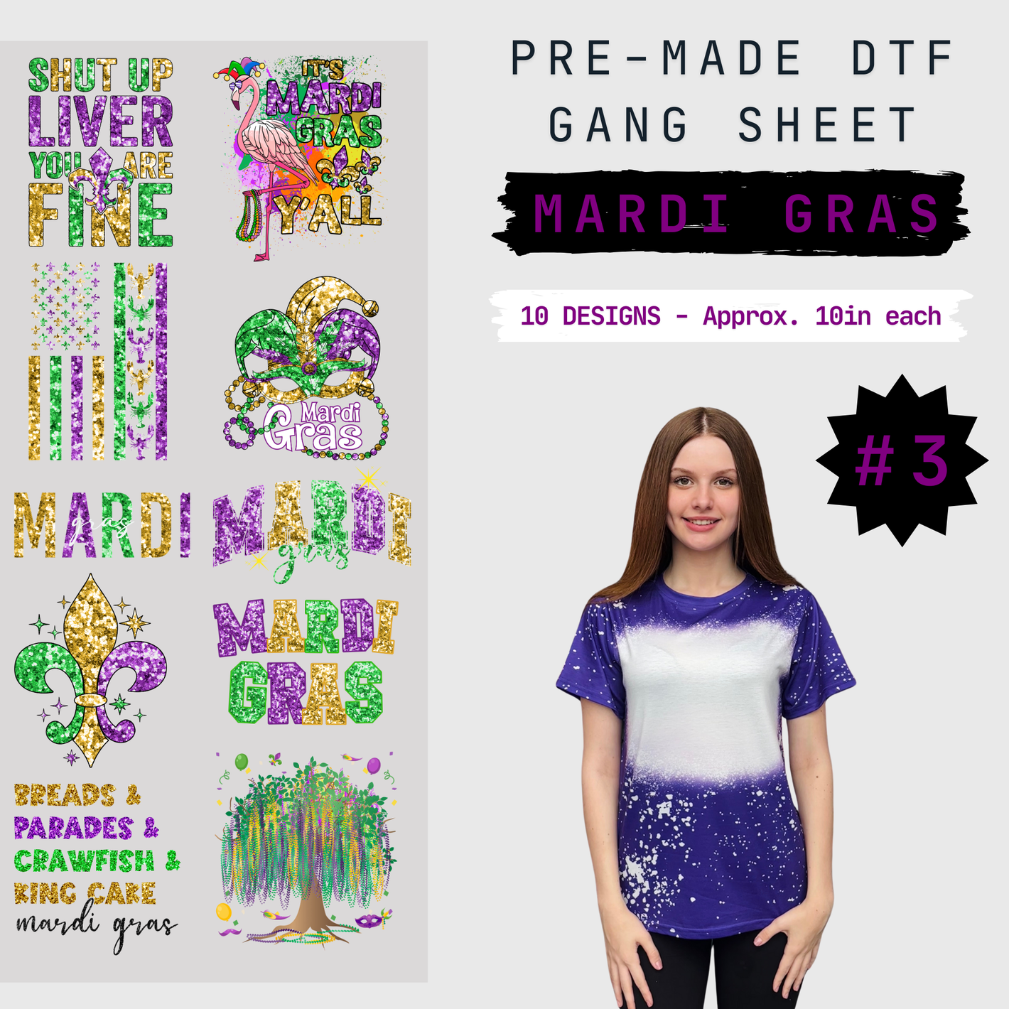 Mardi Gras Pre-Made Gang Sheet - 3