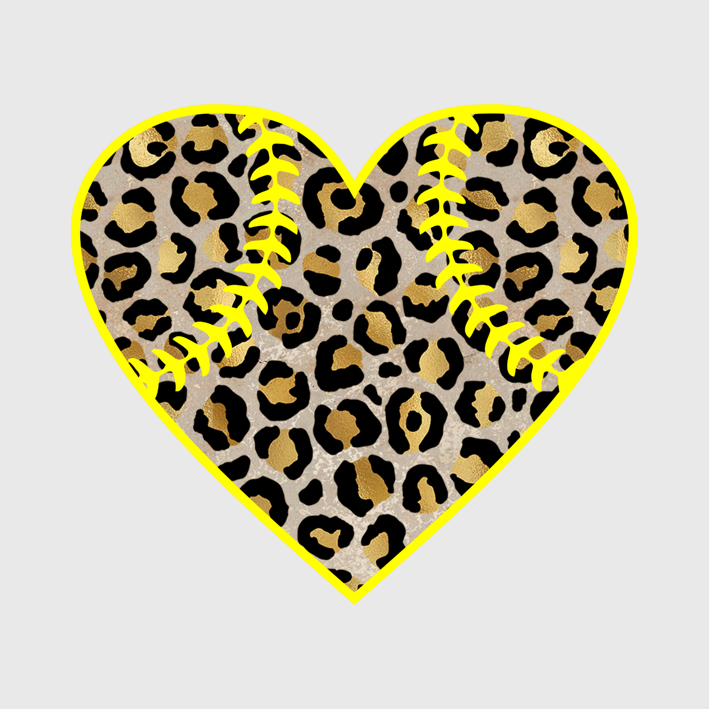 Leopard Softball Heart Transfer