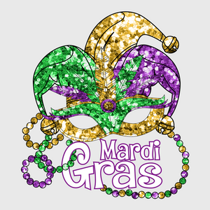 Golden Jester Mask Mardi Gras Transfer"