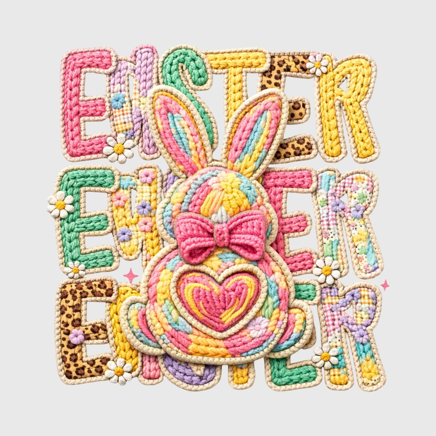 Patchwork Bunny Easter Stack Transfer