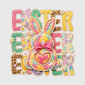 Patchwork Bunny Easter Stack Transfer