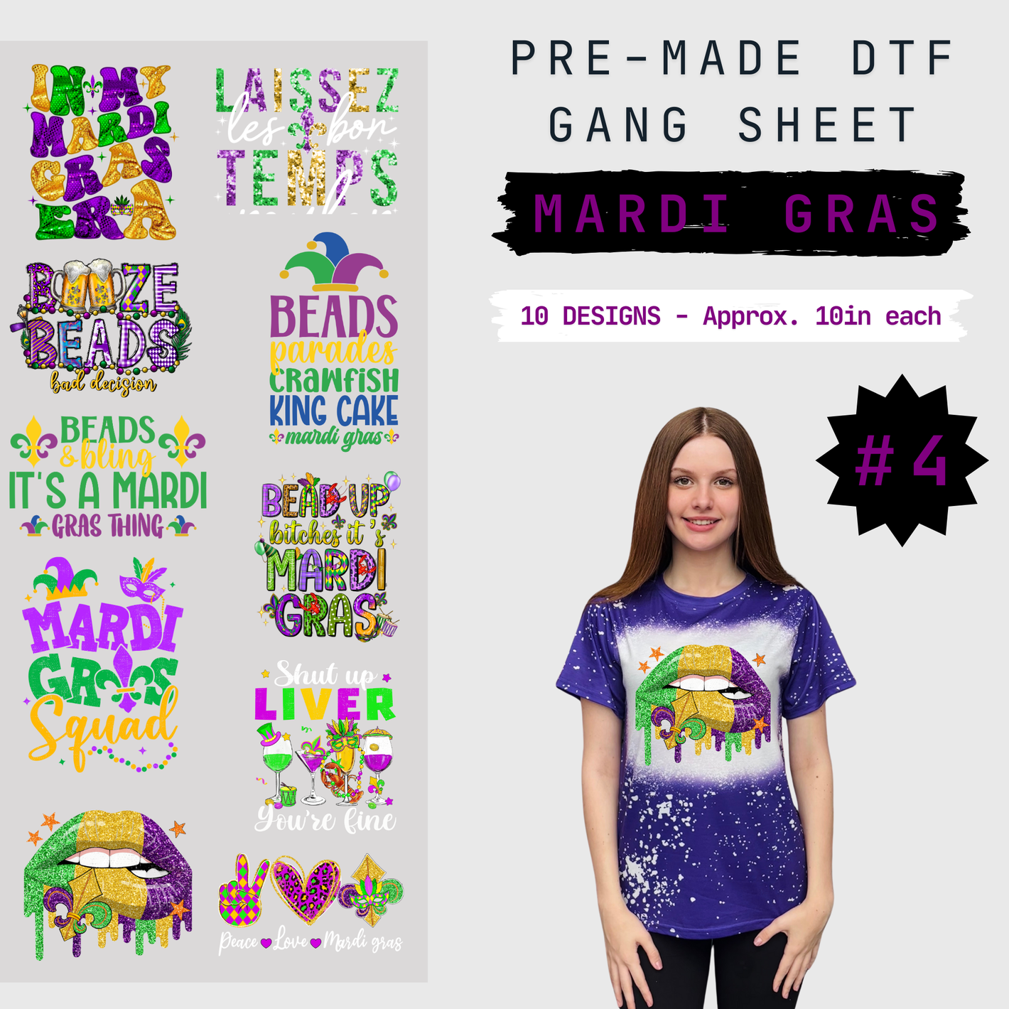 Mardi Gras Pre-Made Gang Sheet - 4