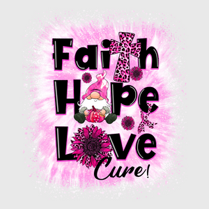 Faith Hope Love Typography Breast Cancer Transfer