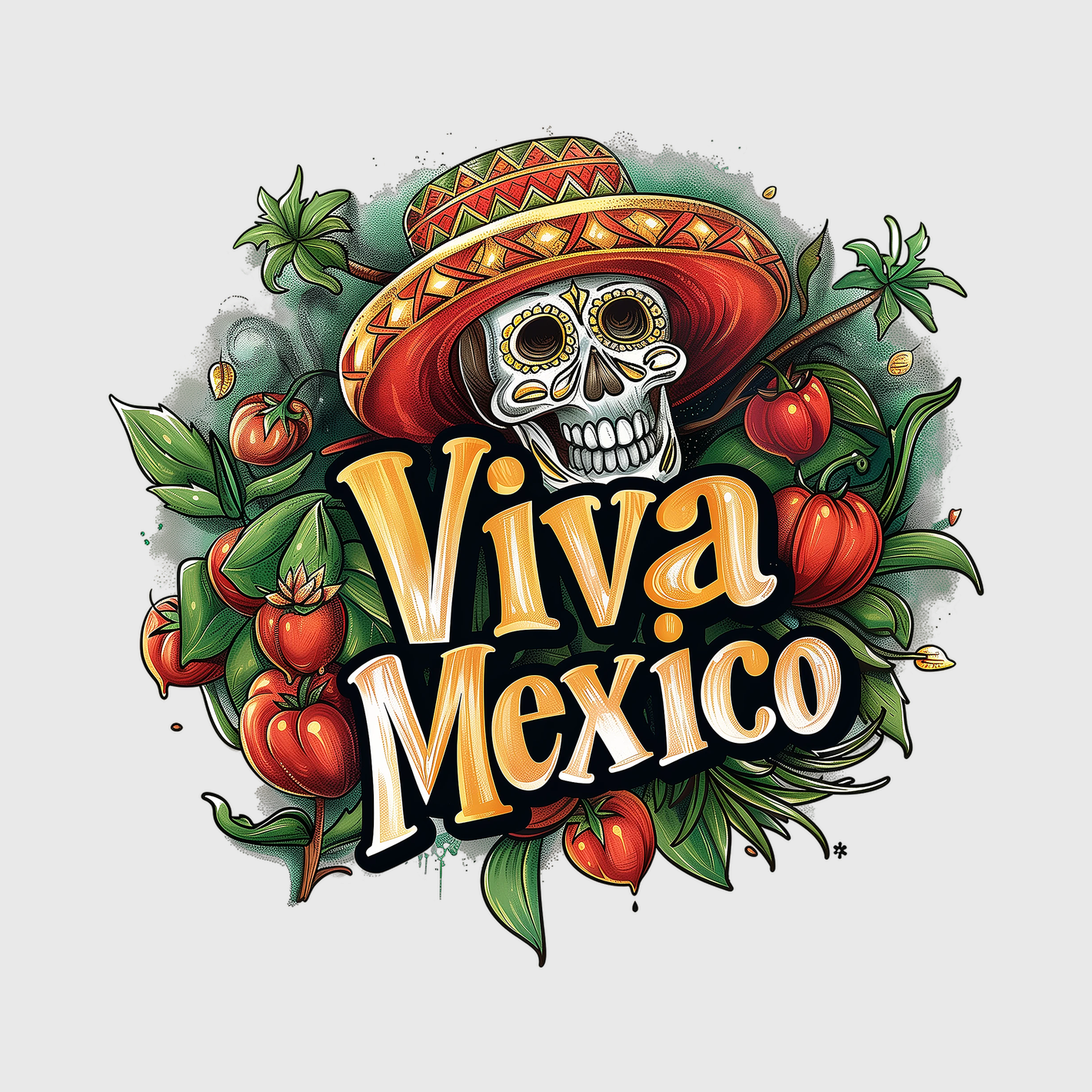 Viva Mexico Skull Transfer