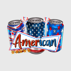 American 4th of July Drink Cans Transfer