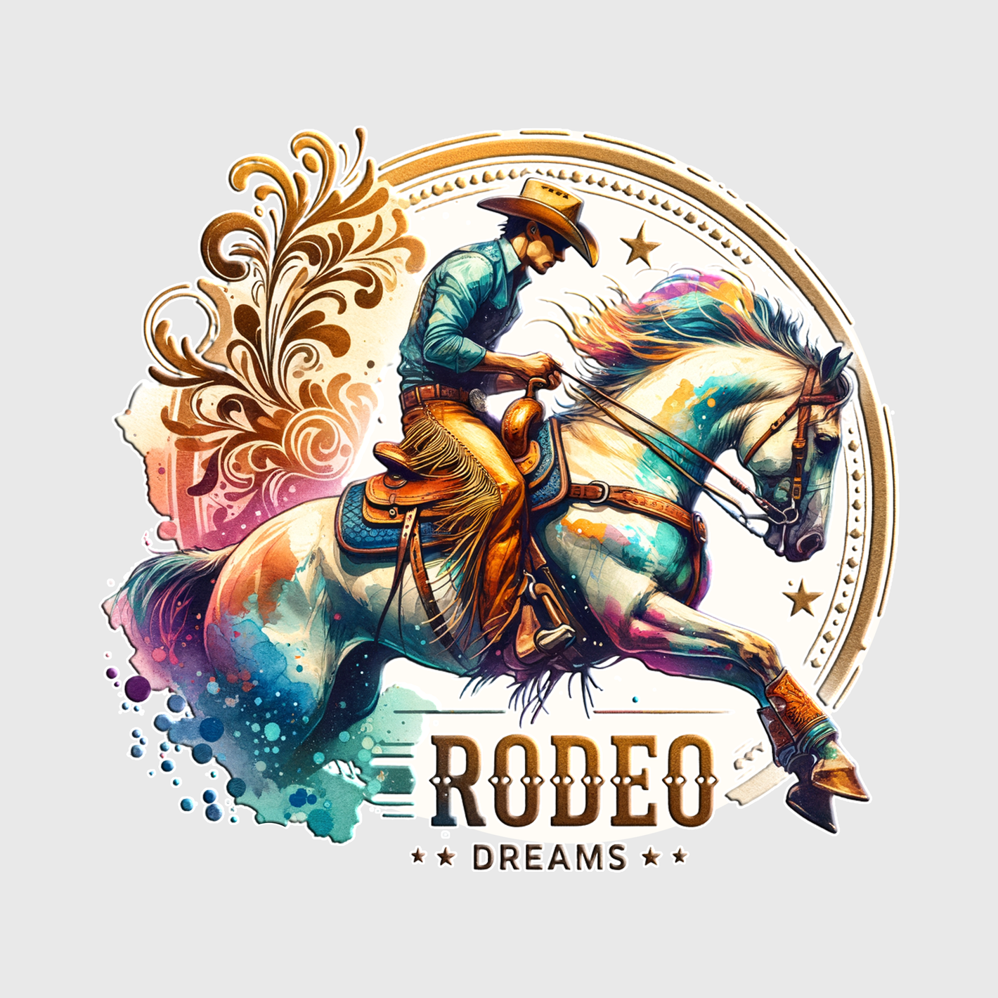 Rodeo Rider and Skull Western Transfer