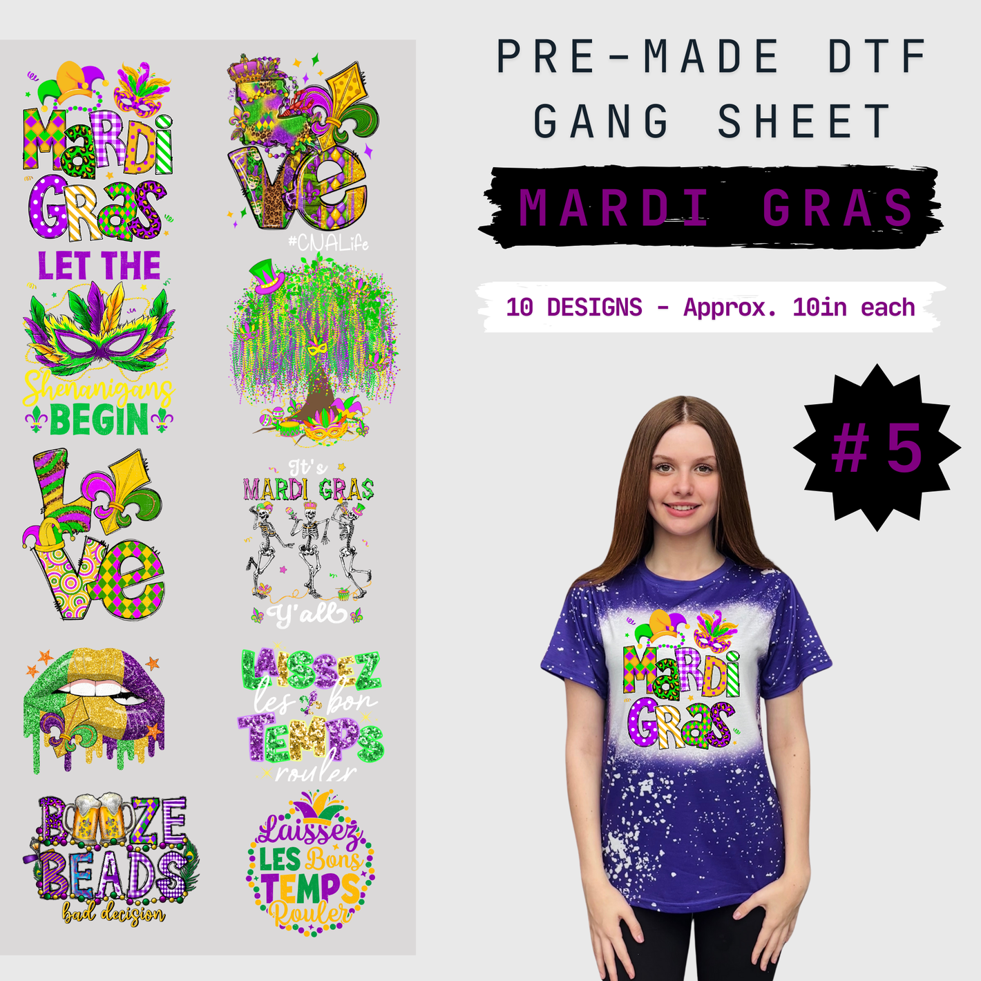 Mardi Gras Pre-Made Gang Sheet - 5