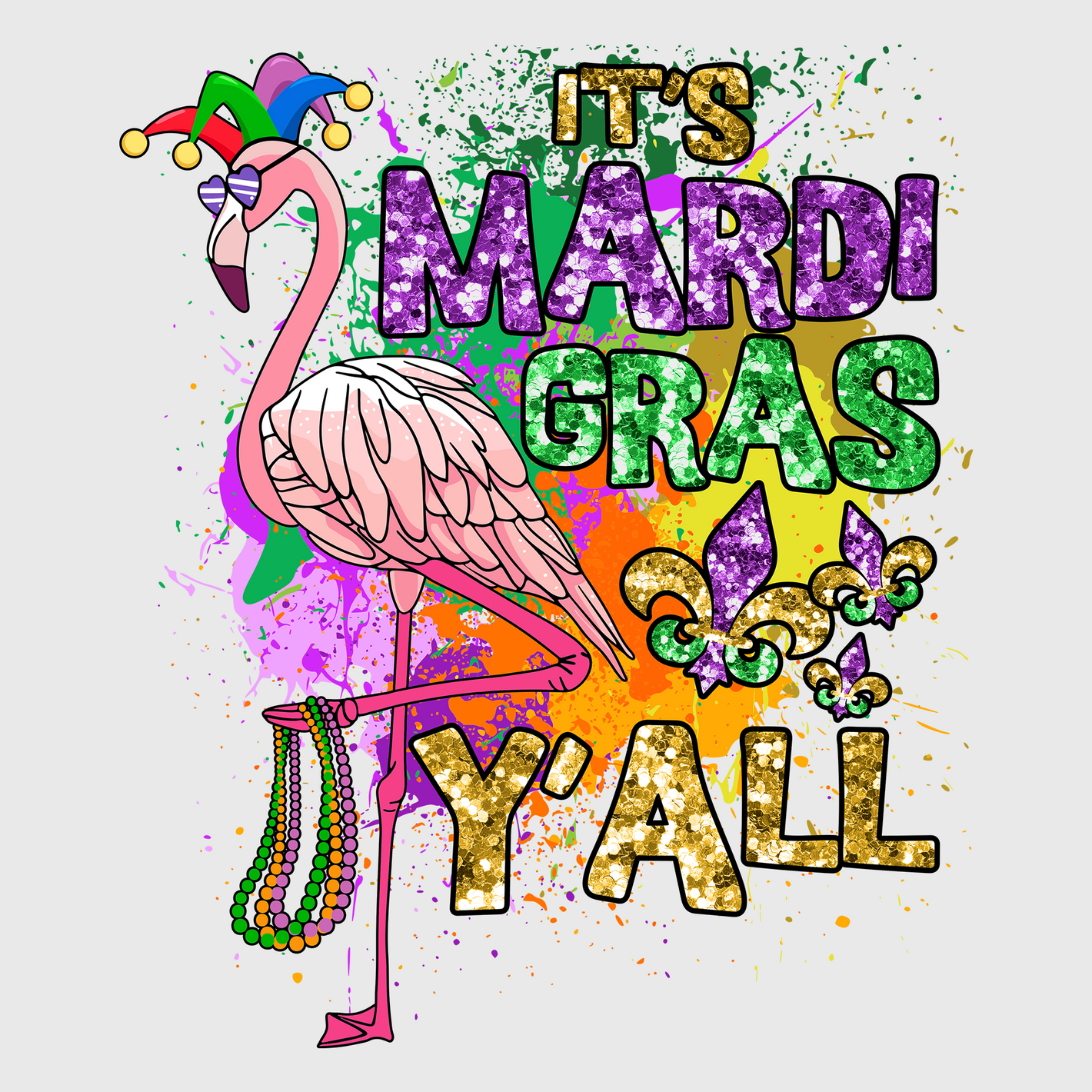 Mardi Gras Flamingo Transfer