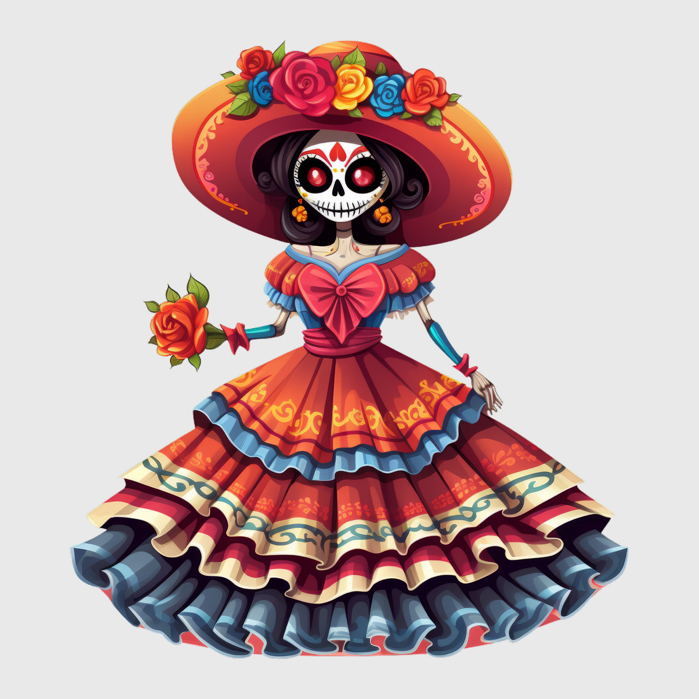 Elegant Sugar Skull Lady Transfer