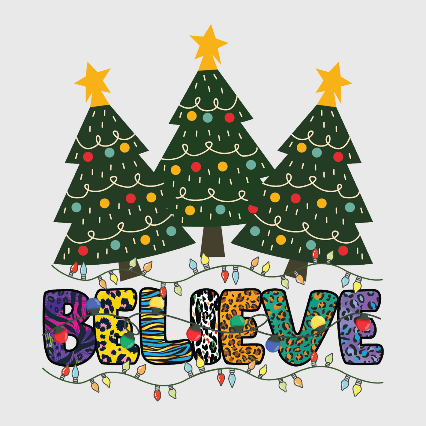 Believe Christmas Tree Transfer