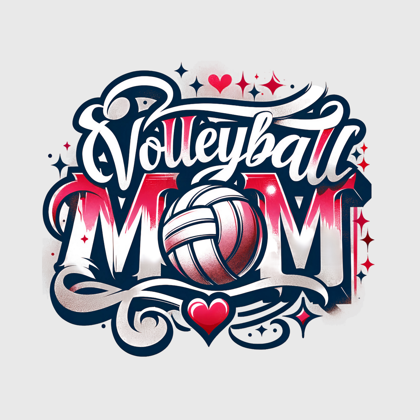 Volleyball Mom Heart Transfer