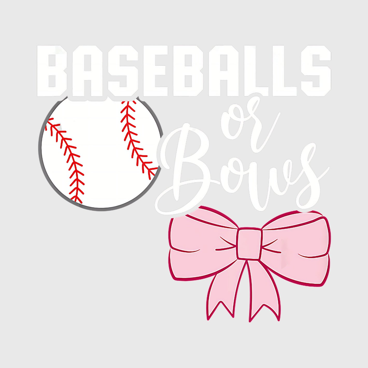 Soft Pink Baseball Bows Transfer
