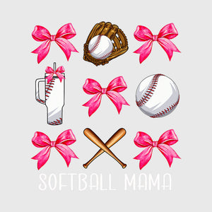 Pink Bow Softball Mom Set Transfer