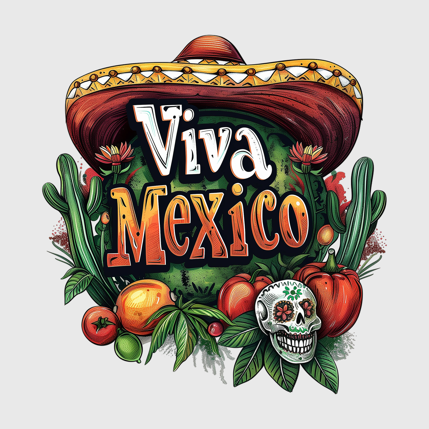 Viva Mexico Skull Transfer