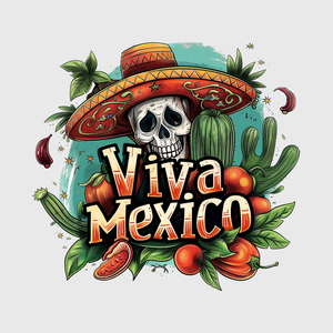 Viva Mexico Floral Skull Transfer